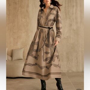 Elegant Zebra Print long sleeve shirt and skirt set
